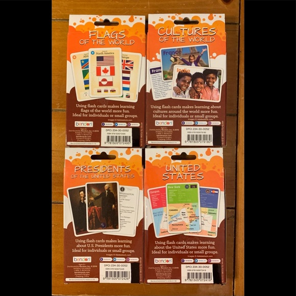 NEW 4 Sets of 36 Flash Cards Flags, Cultures, United States, Presidents - Picture 2 of 2